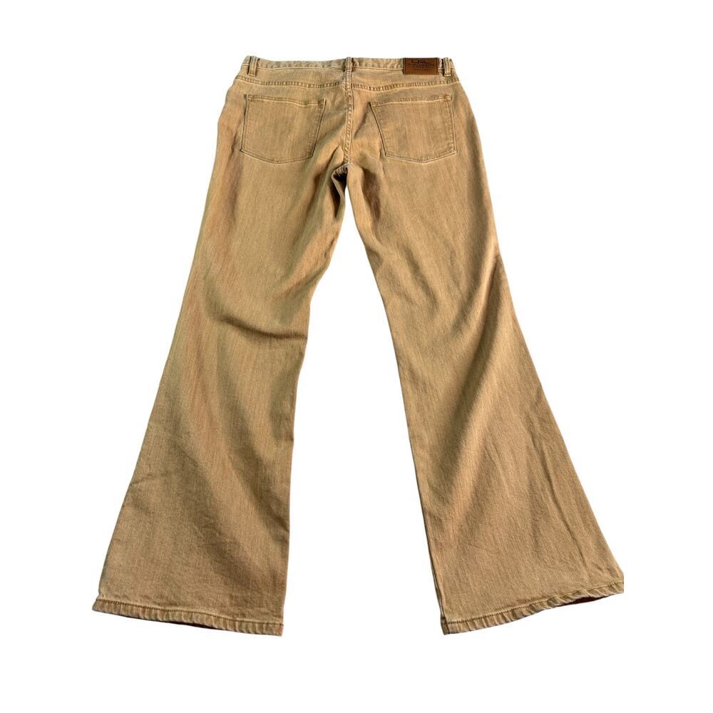Lauren Jeans Co Ralph Lauren Tan Straight Leg Jeans Rhinestone Scroll Size 14 - Picture 2 of 7